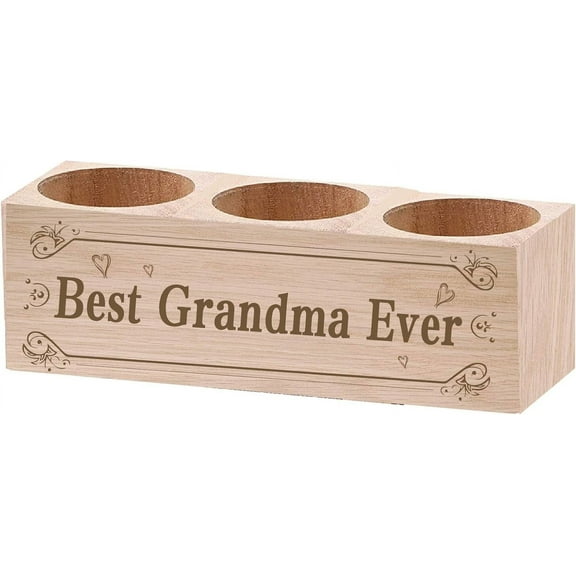 1 pc 3 Hole Wood Candle Holders Rectangle Mother's Day Theme Word 5.5x15x4.5cm