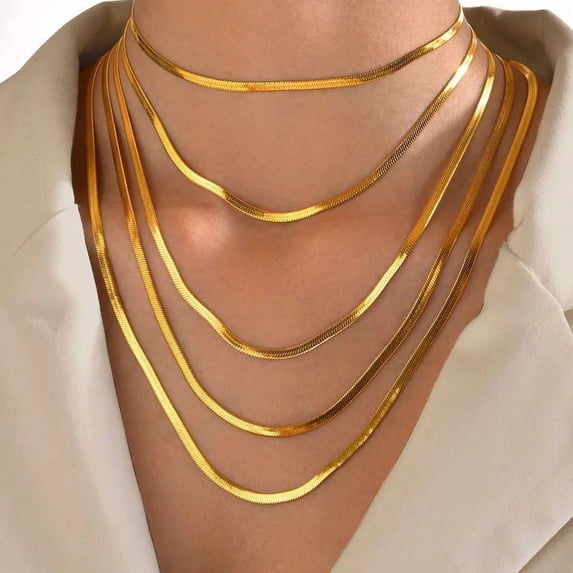 1 pc 304 Stainless Steel Snake Chain Necklaces for Women Golden 5mm 21. ...