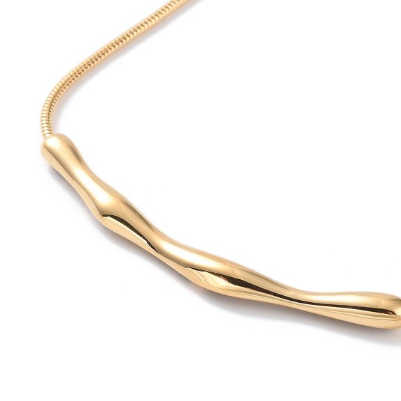 1 pc 304 Stainless Steel Twist Bar Pendant Necklaces with Snake Chains Real 14K golden Plated 16.46 inch(41.8cm)