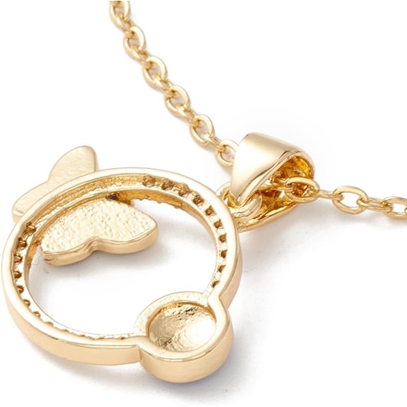 1 pc 304 stainless steel Devil's Eye and Butterfly pendant necklace gold and blue 45cm Jewelry Gift