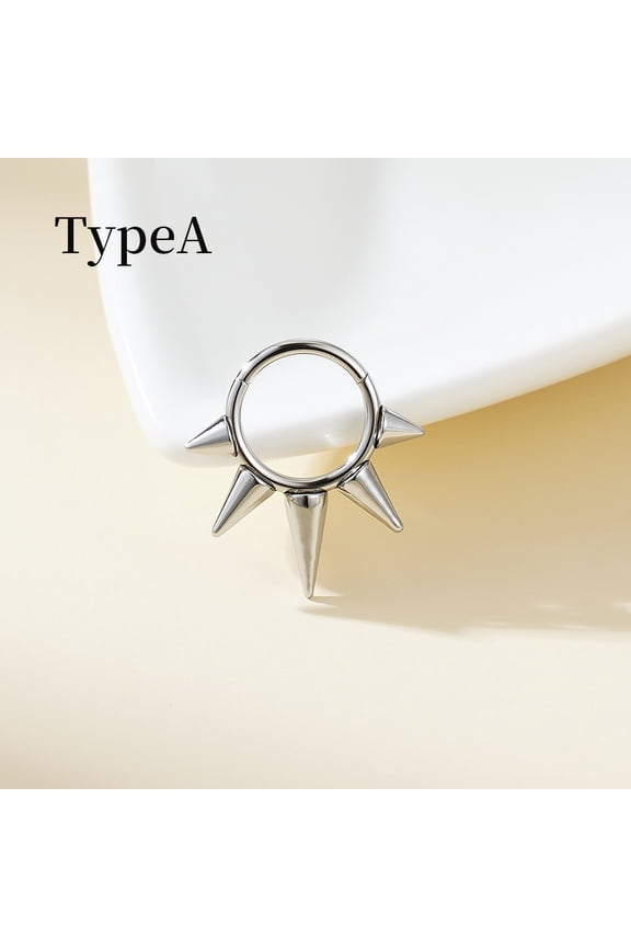 1 pc 316 Surgical Stainless Steel Spike Hoop Nose Rings Cone Stainless Steel color 10mm Pin: 1.2mm