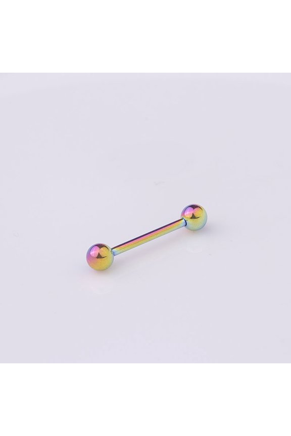 1 pc 316 Surgical Stainless Steel Tongue Rings Rainbow Color 30mm Pin: 1.6mm Head: 6mm