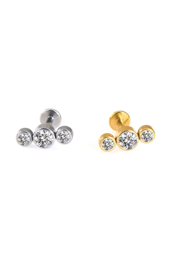 1 pc 316L Surgical Stainless Steel G23 Titanium Rhinestone Labrets for Women Men Stainless Steel color 6mm Pin: 1.2mm