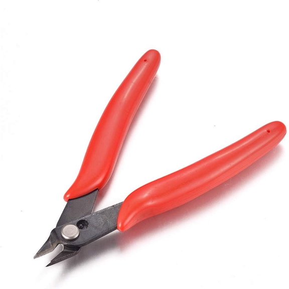 1 pc 45 Carbon Steel Jewelry Pliers Flush Cutter Shear with Plastic Handles Red 126.5x79.5x12.5mm