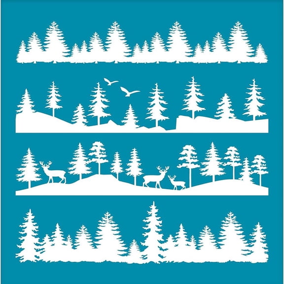 1 pc 4x5 Inch Clay Stencils Tree Pattern Non-Adhesive Silk Screen Printing Stencil Deer Reusable Clay Mesh Stencils Transfer Bird Washable Stencil for Paint Polymer Clay Jewelry Earring Making