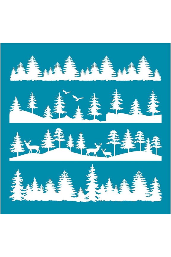1 pc 4x5 Inch Clay Stencils Tree Pattern Non-Adhesive Silk Screen Printing Stencil Deer Reusable Clay Mesh Stencils Transfer Bird Washable Stencil for Paint Polymer Clay Jewelry Earring Making