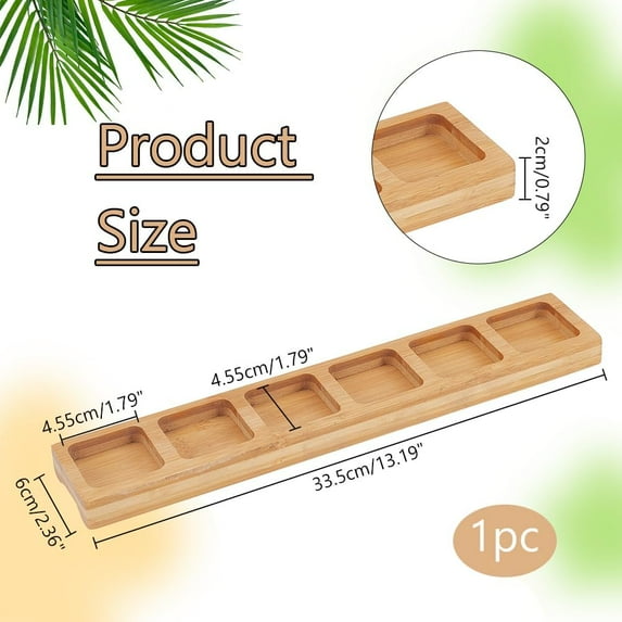 1 pc 6-Slot Wood Wine Glass Holder Goblet Storage Tray Square 60x335x20mm Inner Diameter: 45.5x45.5mm