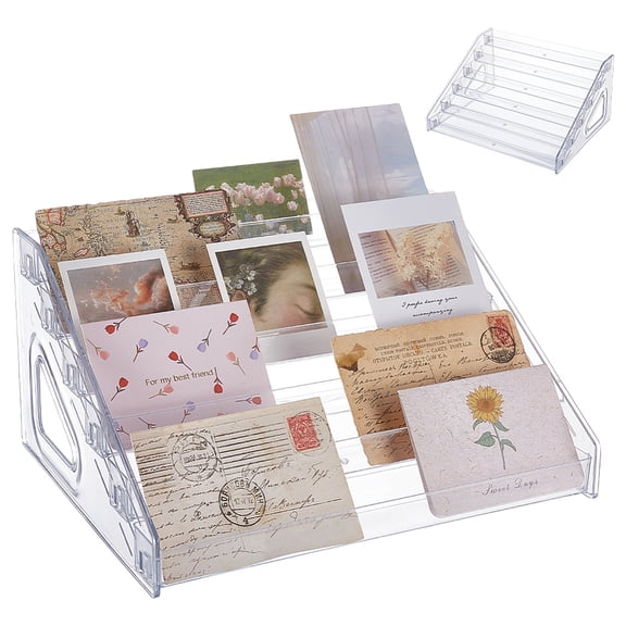 1 pc 6-Tier PA Plastic Display Riser Stands for Mini Card Clear 31x25.5x16cm