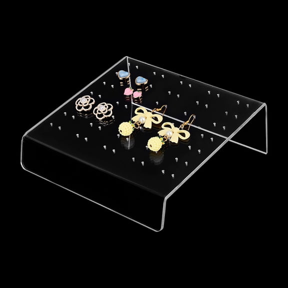 1 pc 70 Holes Earring Display Holders Clear Acrylic Stud Organizer Slant Back Holds Plastic Display Rack Stand for Jewellery Dangling Display Retail Stores and Home Use