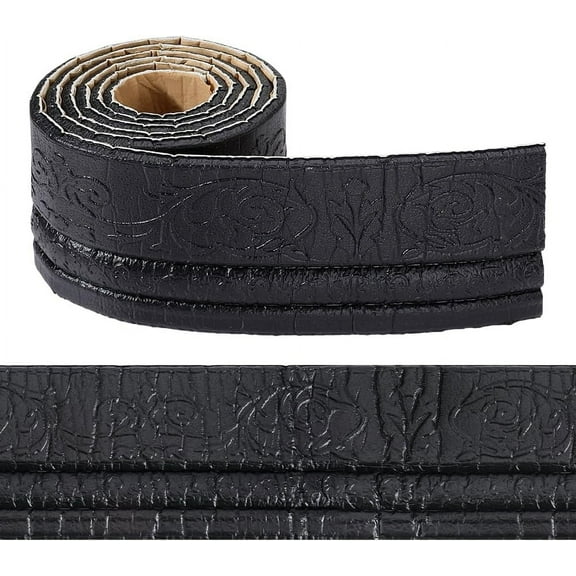 1 pc 90.5 x 3.9in Peel and Stick Wallpaper Border Crown Molding Black Self Adhesive Flexible Baseboard Trim Waterproof Mirror Sticky Wall Edging Base Lines Foam for Hotel Home DIY Decor