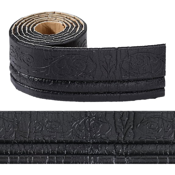 1 pc 90.5 x 3.9in Peel and Stick Wallpaper Border Crown Molding Black Self Adhesive Flexible Baseboard Trim Waterproof Mirror Sticky Wall Edging Base Lines Foam for Hotel Home DIY Decor