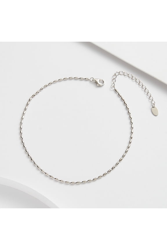 1 pc 925 Sterling Silver Anklet Real Platinum Plated 8-5/8 inch(21.8cm)