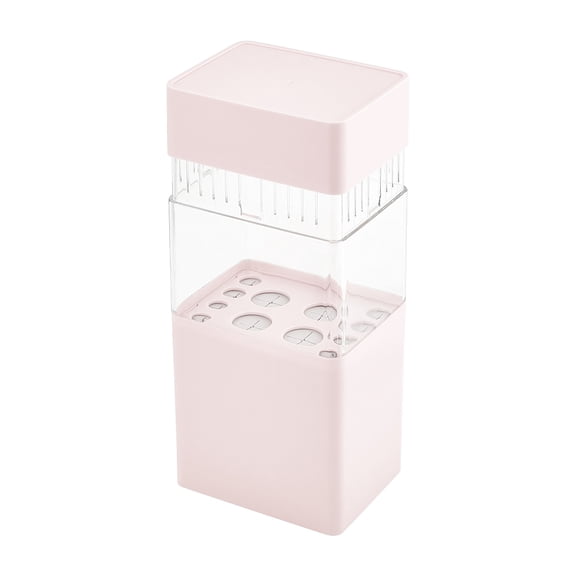 1 pc ABS with Plastic Cosmetic Brush Storage Container Rectangle Pink 105x80x220mm