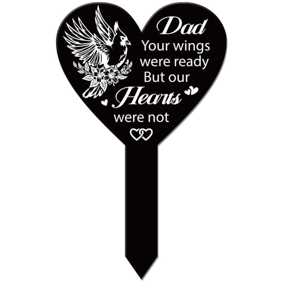 1 pc Acrylic Garden Stake Ground Insert Decor for Yard Lawn Garden Decoration Heart with Memorial Words Redbird 258x158mmDIY