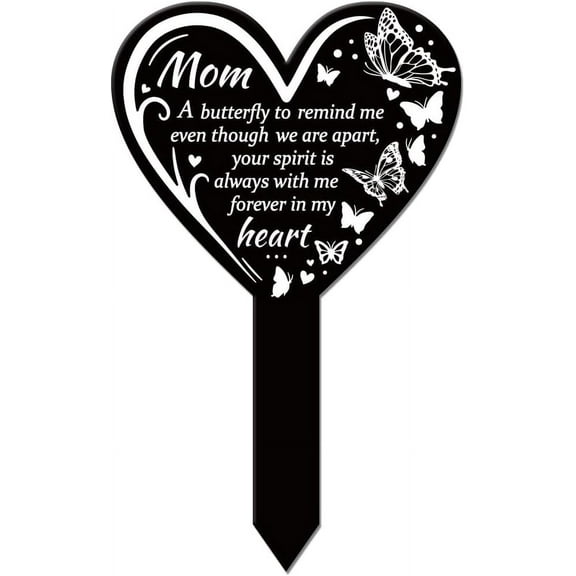 1 pc Acrylic Garden Stake Ground Insert Decor for yard Lawn Garden Decoration Heart with Memorial Words Butterfly 258x158mm