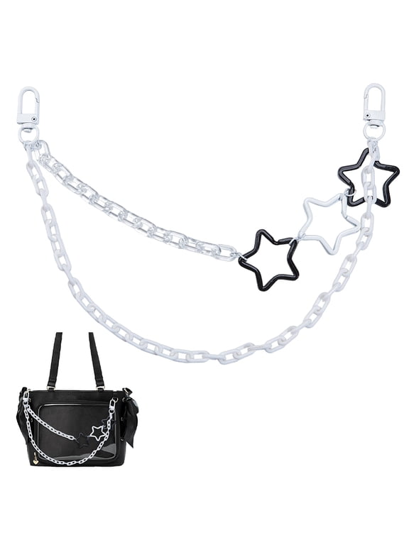 1 pc Acrylic Star Charm Iron Chain Bag Decorative Chains with Alloy Keychain Clasps White 360mm