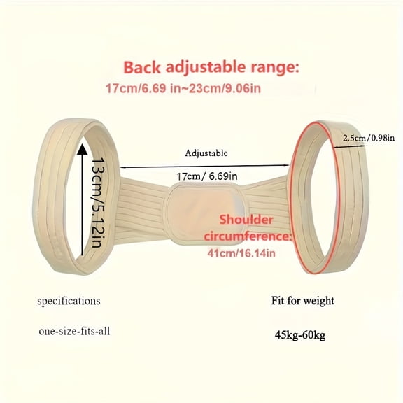 1 pc Adjustable Posture Back Belt for Men and Women - Back Support Bracket, Adjustable Length|Easy and convenient to wear, make the back straight, more confident and beautiful, hand washable Adult