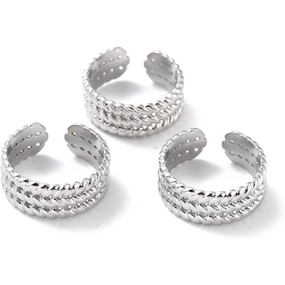 1 pc Adjustable Ring With Woven Design Patchwork Ring In 925 Sterling Silver With An Inner Diameter Of 17mm Suitable For Women