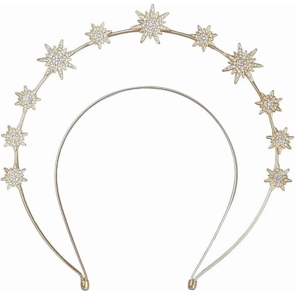1 pc Alloy Hair Bands with Rhinestone for Women Golden 209x214x7mm