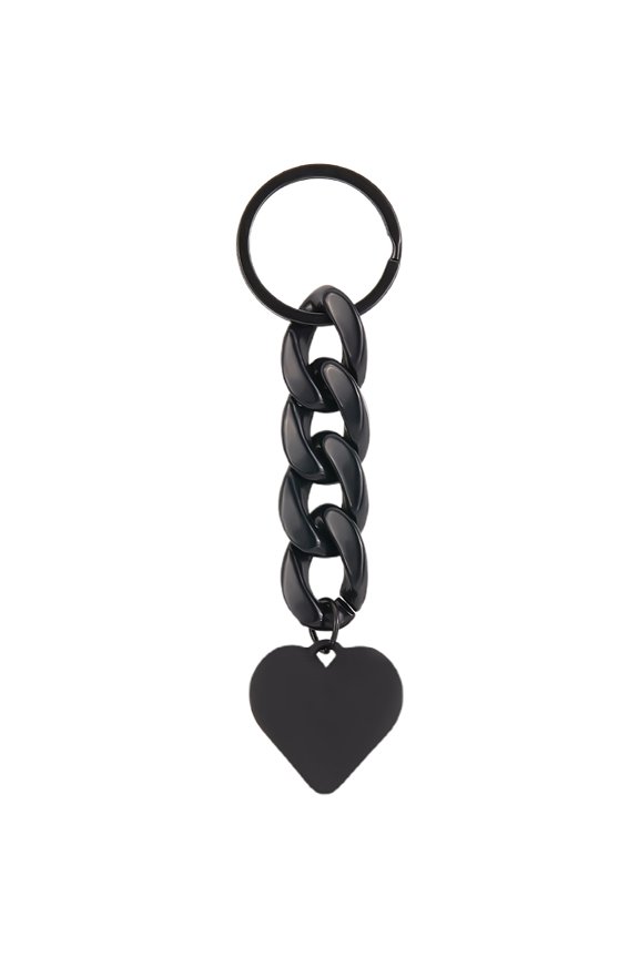 1 pc Alloy Keychains with Acrylic Pendants Heart Black 11.5cm