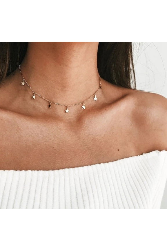 1 pc Alloy Pendant Necklaces for Women Golden Star 12.60 inch(32cm)