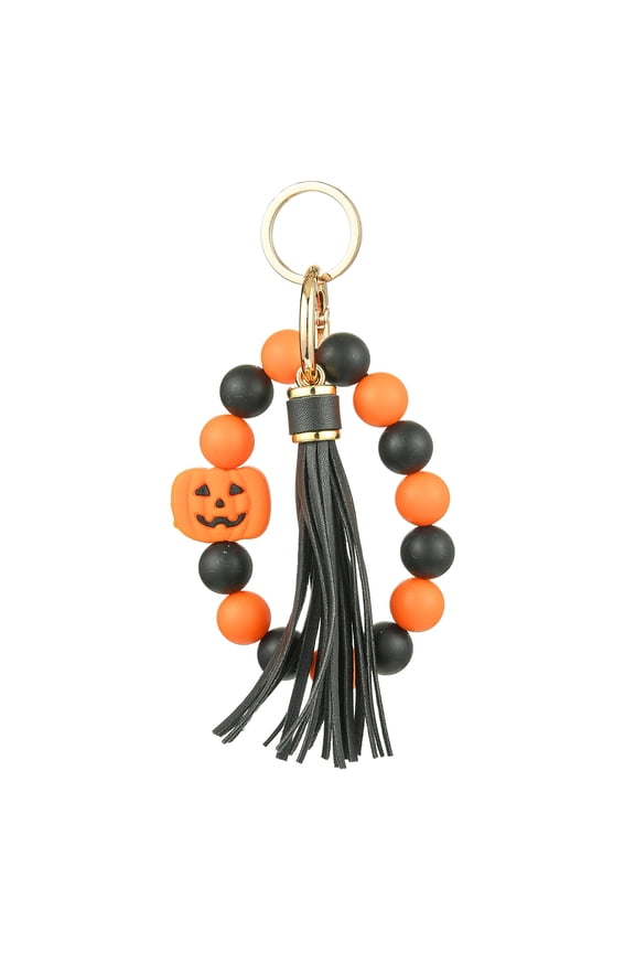 1 pc Alloy Silicone Keychain Pumpkin Orange 15.5cm