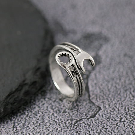 1 pc Alloy Wrench Cuff Rings Antique Silver Inner Diameter: Adjustable