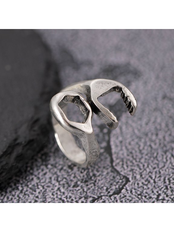 1 pc Alloy Wrench Cuff Rings Antique Silver