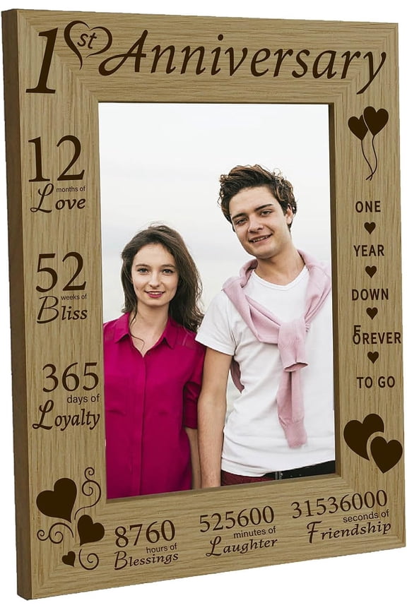 1 pc Anniversary Natural Wood Photo Frames for Tabletop Display Photo Frame Rectangle Word 168x218mm Inner Diameter: 100x150mm