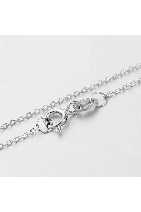 1 pc Anti-Tarnish Electroplated Rhodium Plated Sterling Silver Cable Chain Necklaces with Spring Ring Clasps Thin Chain Platinum 18 inch 1mm wide