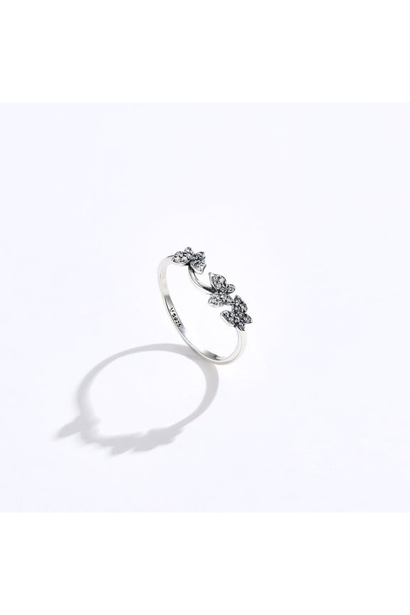 1 pc Anti-Tarnish Rhodium Plated 925 Sterling Silver Cuff Rings Open Rings with Cubic Zirconia Butterfly Clear Platinum