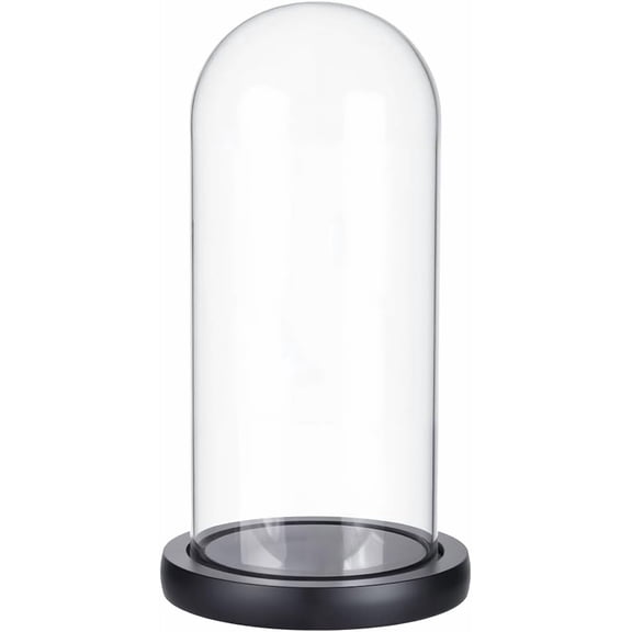 1 pc Arch Glass Dome Cover Decorative Display Case Cloche Bell Jar Terrarium with Wood Base for DIY Preserved Flower Gift Clear 112x210mm