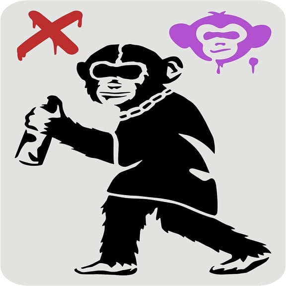 1 pc Banksy Graffiti Monkey Stencil 29.7x21cm Reusable Banksy Chimpanzees Stencil DIY Craft Banksy Decoration Stencil for Painting on Wall Wood Furniture Fabric and Paper