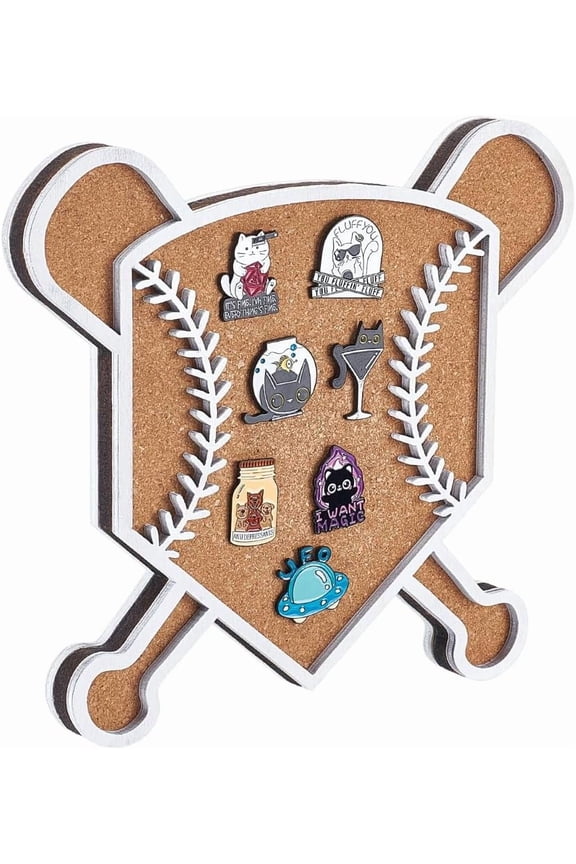 1 pc Baseball Wall Mounted Brooch Jewelry Display Cork Plywood Tray Enamel Pins Collection Display Board Holder White 20x21.5x1.8cm for Handmade