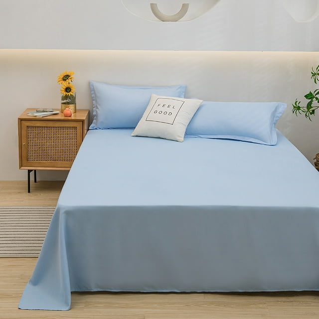 1 pc Bed Flat Sheet for Double Bed Plain Solid Color Top Sheets Single