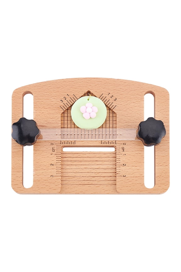 1 pc Beech Wooden Polymer Clay Earring Hole Drill Guide Plate Clay Tools Rectangle Sandy Brown 106x140x35.5mm