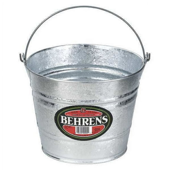 1 pc, Behrens 1 1/4 gal Round Bucket, 9 1/2 in Dia, Silver, Galvanized Steel
