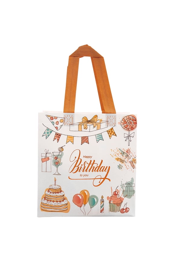 1 pc Birthday Non-woven Fabric Packaging Gift Tote Bags Rectangle White 44cm Unfold: 22x21.5x11cm