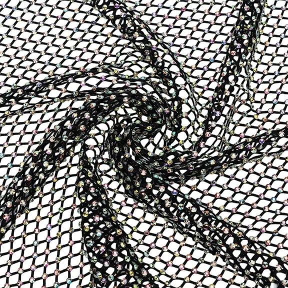 1 pc Black Rhinestone Fabric Stretchy Mesh 15.7x11.8inch Soft Stretch Besh Fabric Elastic Rhinestone Mesh Sparkling Stretch Rhinestone Mesh Crystal Fishnet Fabric Mesh Cutout Fabric