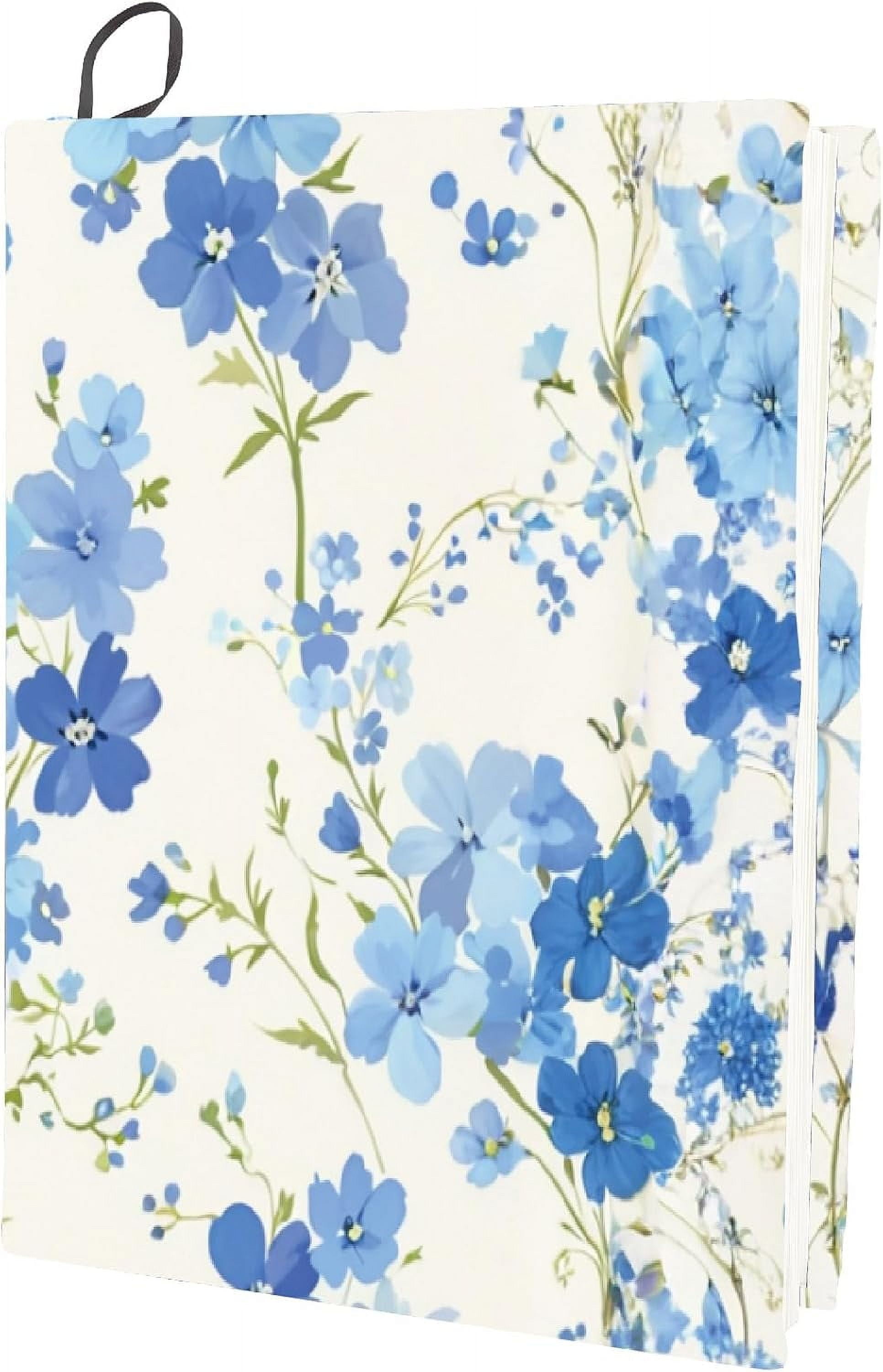 1 pc Blue Flower Stretchable Book Cover Plant Washable Reusable Large ...