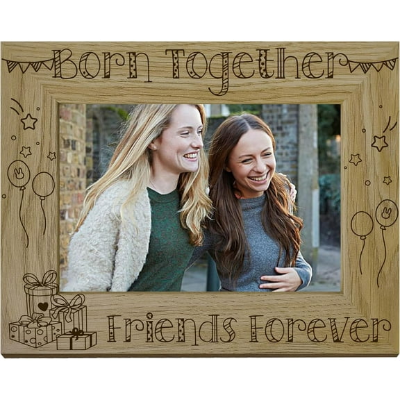 1 pc Born Together Friends Forever Picture Frame Wood Photo Frames Engraved Display Tabletop Frame Best Friend Long Distance Gifts