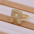 1 pc Brass Micro Pave Clear Cubic Zirconia Initial Cuff Rings Golden ...