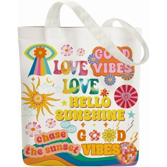 1 pc Canvas Women's Tote Bags with Handle Shoulder Bags for Shopping Rectangle Word 38x40cm Cloth