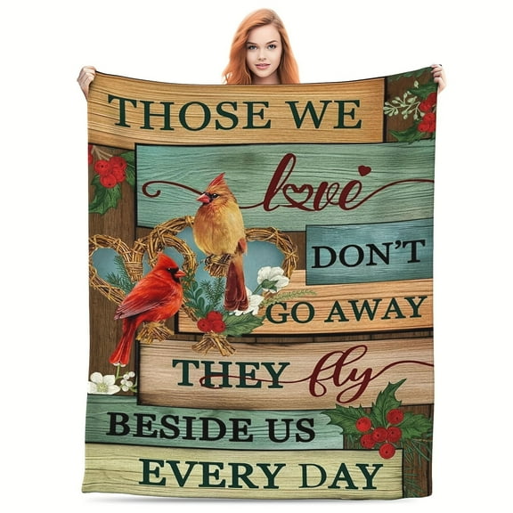 1 pc Cardinal Memorial Blanket Gifts for Lover Fannel Fleece Throw Blanket Super Soft Throws Blanket for Bed Couch Sofa in Loving Memory Blanket Memorial Gift
