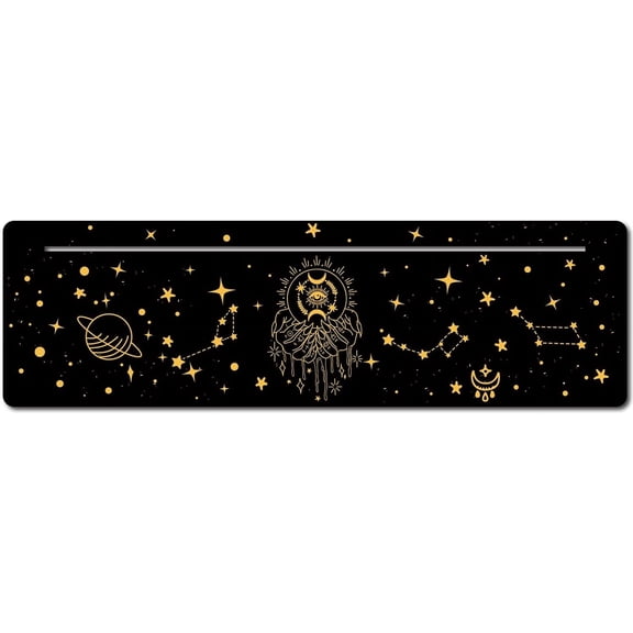 1 pc Carved Wooden Tarot Card Stand Holder Tarot Card Altar Stand Witch Divination Tools Rectangle Space Theme Pattern 25.4x7.62x0.5cm Wood
