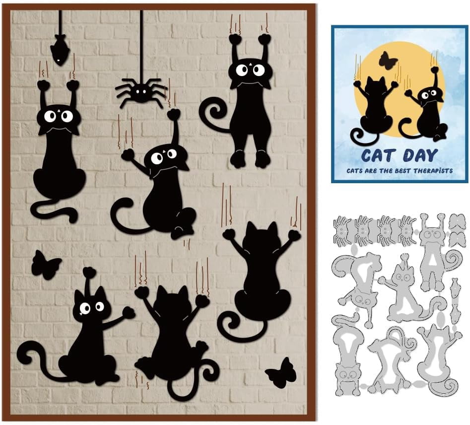 1 pc Cats Cutting Dies Crooked Necked Cartoon Cat Card Making Die Cuts ...