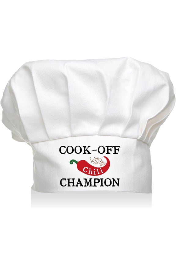 1 pc Chef Hat Adult Adjustable Elastic Baker Kitchen Catering Wear Cooking Hat Custom Cotton Chef Cap for Women Men Grilling Baking BBQ Chef Dad Gift White 11.8x9 Inch-Cook-Off Chili Champion