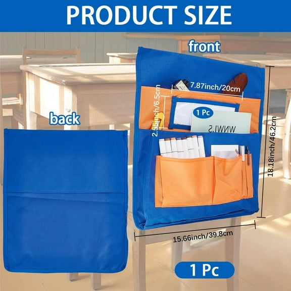 1 pc Classroom Chair Pockets 15.66 x 18.18 inch Orange Chairback Buddy Pocket Chart Desk Buddy Pocket Organizer with Label Slot for School Home Classroom Preschool Daycare