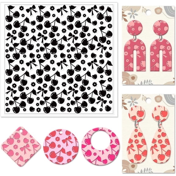 1 pc Clay Texture Mat Clay Modeling Pattern Pad Cherry 140x140x3mm
