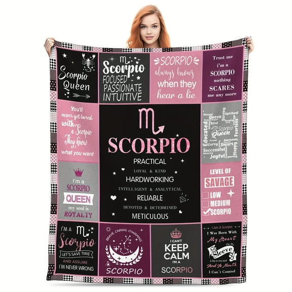 1 pc Constellation Blanket Gift for Women Men, Birthday Christmas Gift Idea, Aries, Taurus, Gemini, Cancer, Leo, Virgo, Libra, Scorpio, Sagittarius